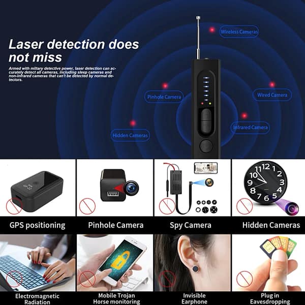Hidden Camera Detector Anti-Spy Car GPS Tracker Listening Device Bug RF Wireless All Signal Scanner Gadget Security Protection - Image 3