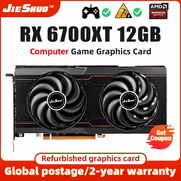 JIESHUO AMD RX 6700XT 12G Video Graphics Card GPU Gddr6 192-Bit rx6700xt 12gb Supports Computer Desktop Games Office RX6700 XT - Image 6