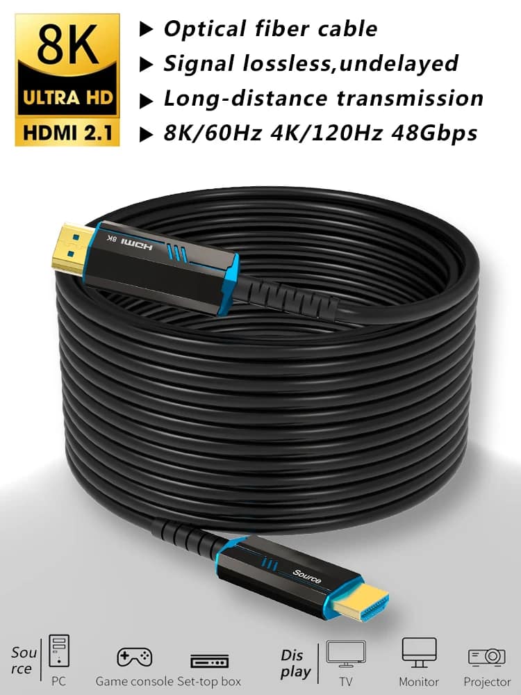 8K 60Hz HDMI 2.1 Fiber Optical Cable  4K 120Hz  Ultra High Speed 48Gbps HDR eARC 3D HDCP 10M 15M 20M 30M 50M   For TV Projector - Image 2
