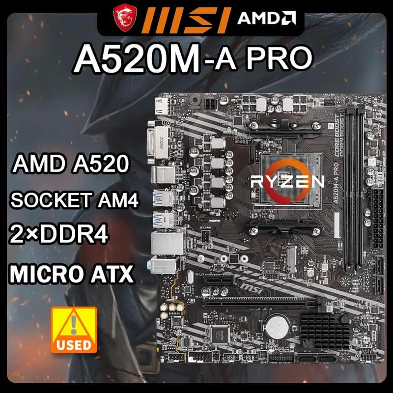 AM4 Motherboard For RYZEN 5 5500 cpu MSI A520M-A PRO Motherboard AMD A520 DDR4 64GB PCI-E 3.0 USB3.2 HDMI M.2 DVI Micro ATX