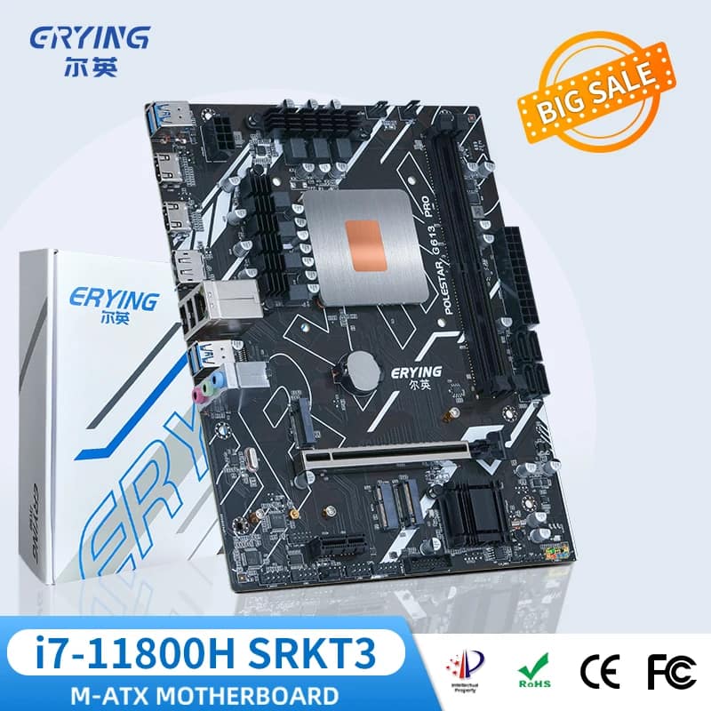 ERYING Gaming PC Desktops Motherboard Set with Onboard CPU Interposer Kit i7 11800H SRKT3 I7-11800H 2.3GHz 8C16T DDR4 Computers